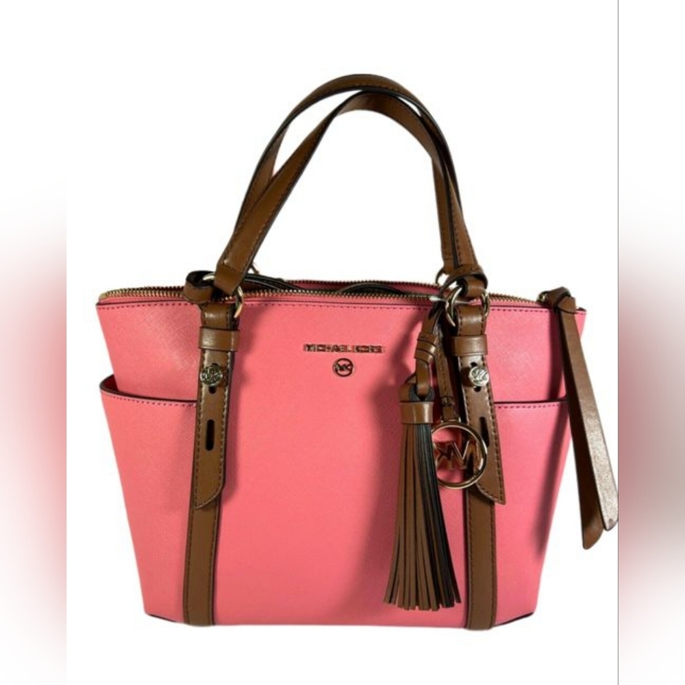 Michael Kors MK Sullivan Small Saffiano Leather Top-Zip Tote HandBag Purse